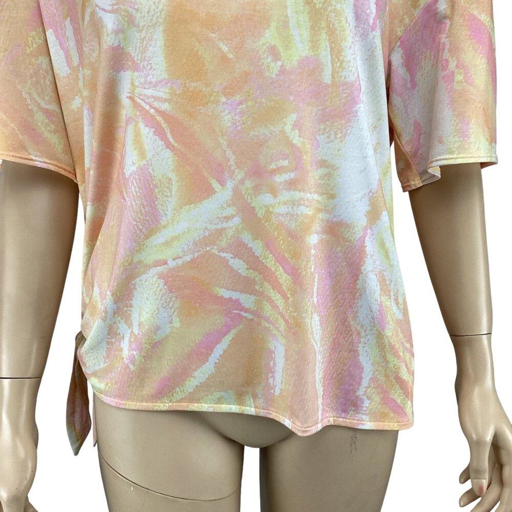 Prana Women’s Polyjungle Top Size Medium Pastel Tie-Dye Loose Fit Short‎ Sleeve - Picture 8 of 8